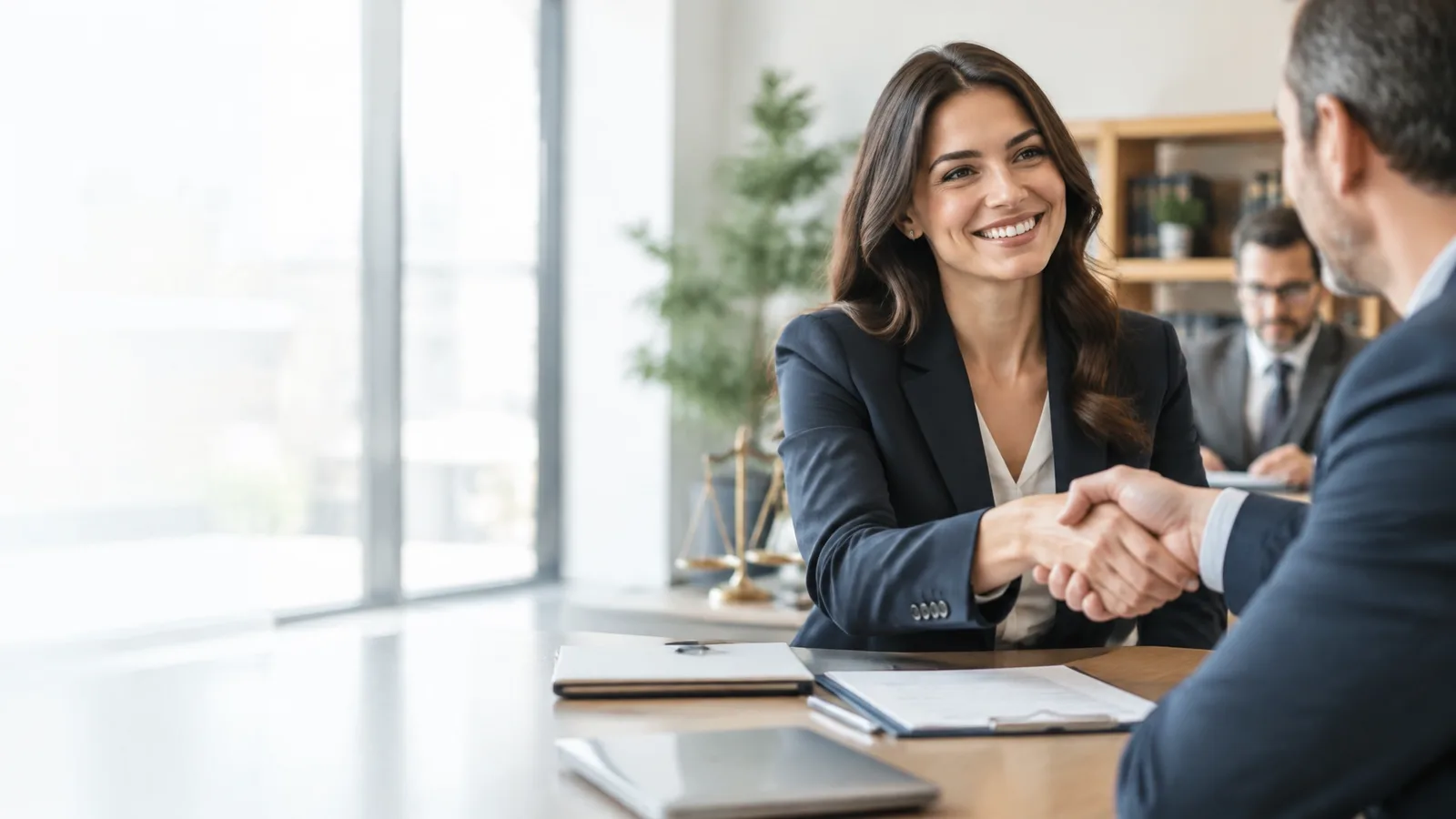 Professional handshake during a business consultation for civil liability coverage